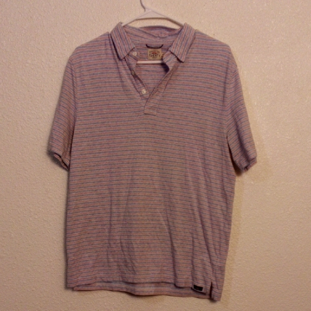 Faherty Lightweight Striped Polo — Light Blue & Pink
